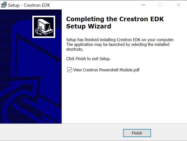 Completing the Crestron EDK Setup Wizard Window