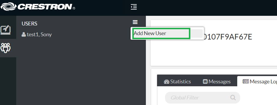Add New User Selection