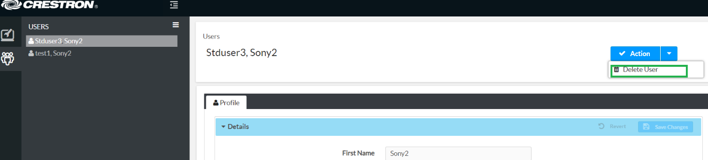 Delete User Selection
